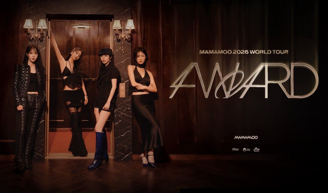 MAMAMOO 4WARD World Tour artwork listing the Los Angeles concert.